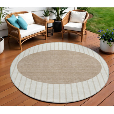 Tapis intérieur lavable rayé ivoire 8 pi