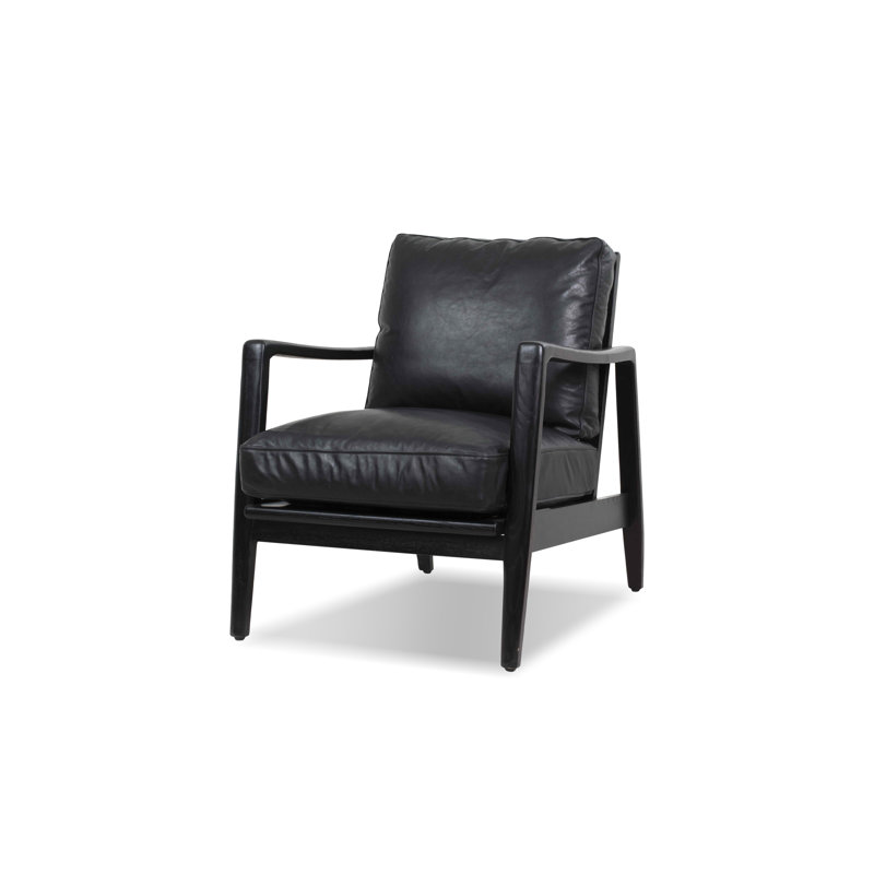Chaise longue en cuir véritable de 68,58 cm de large Craftsman, Noir, Noir