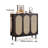 Black + Pale-yellow Solid Wood + Rattan Shoe Storage