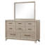Commode à huit tiroirs en chêne d'hévéa massif 1 pièce avec rangement élégant et contemporain (comprend la commode seulement et non le miroir)