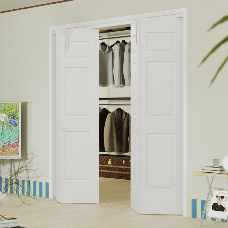 Porte pliante blanche à 6 panneaux de style garde-manger bifold avec garde-manger et garde-manger, 60 po x 80 po, 2