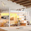 Grand lit mezzanine 3 tiroirs en métal avec bureau intégré, DEL et USB-131199687
