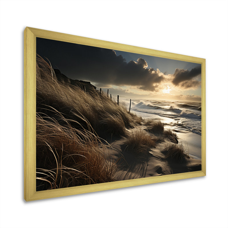 «Beach Photo Dune Dreams V», reproduction sur toile, Cadre doré à une seule photo, H 34 po x l 44 po x P 1,5 po