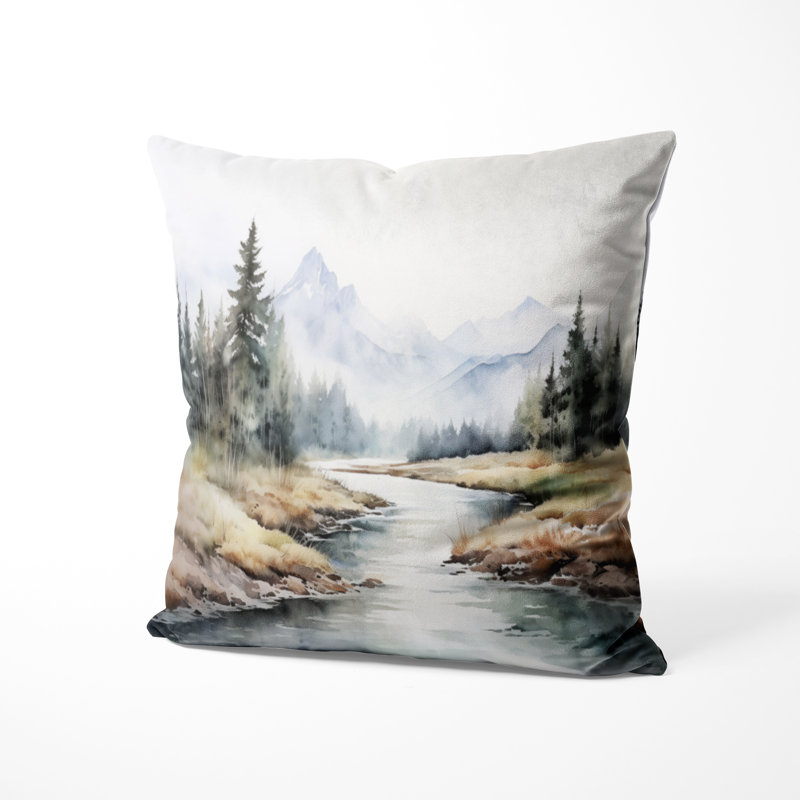 Coussin décoratif River Mountain - River Mountain In Minimal Canada II, H 18 po x l 18 po