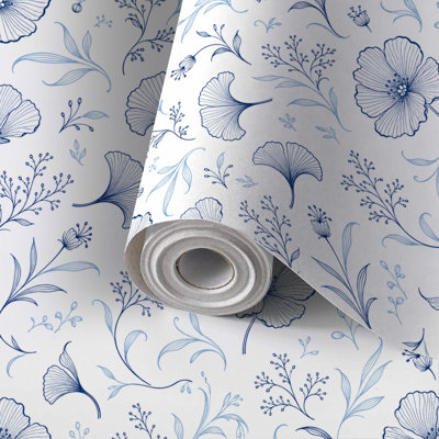 Papier peint auto-adhésif à motif floral botanique autoadhésif et amovible 24 po x 118 po (60 x 300 cm)