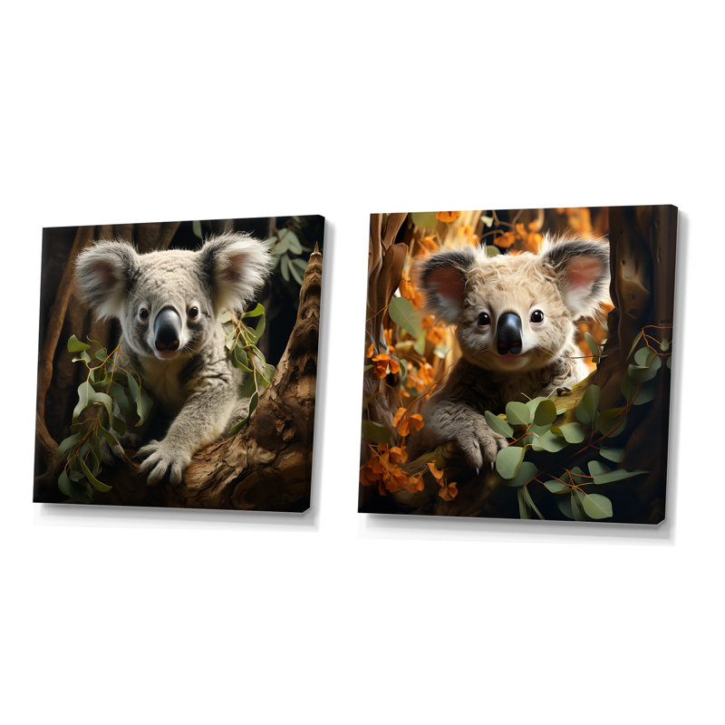 Mignon koala en Australie I - ensemble de salon Koala Wall Art, Toile tendue, H 16 po x l 33 po x P 1 po