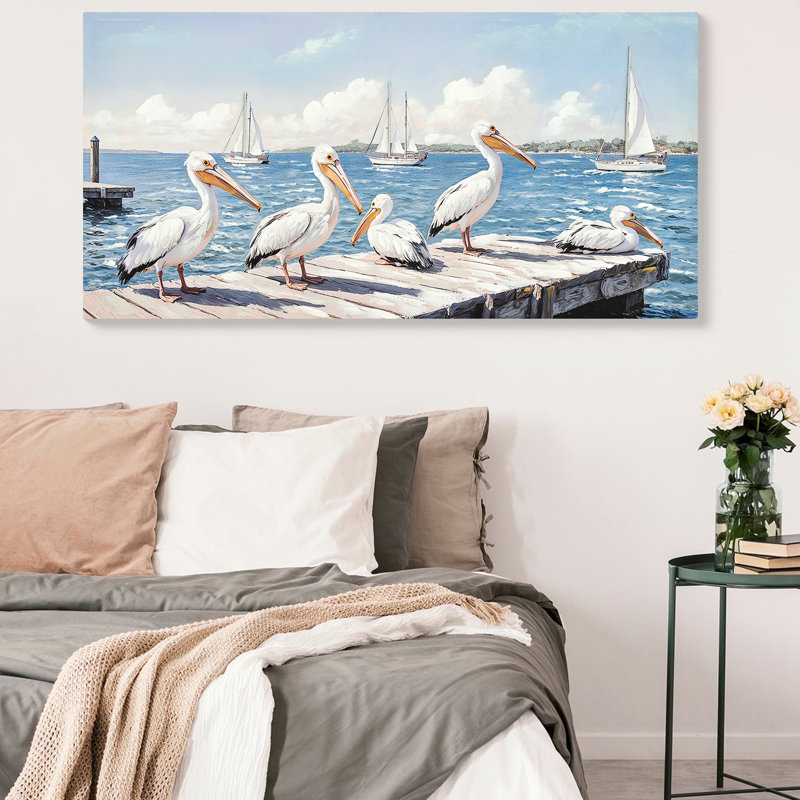 Décoration murale 3D peinte à la main sur le thème de la plage, avec des mouettes et des tons bleu marine. Montage rapide, facile à accrocher et ajoute une touche d'élégance à votre salon.