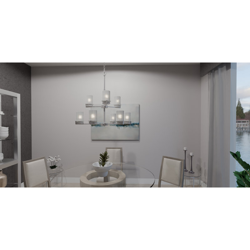 Ephemerine 9 - Light Dimmable Tiered Chandelier, Brushed Nickel