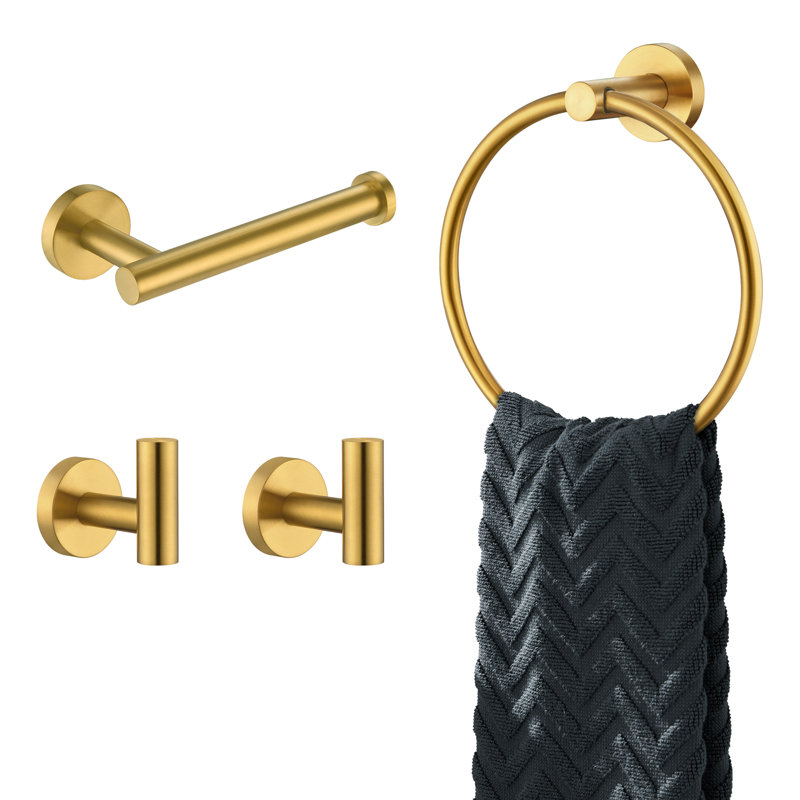 Ensemble de quincaillerie de salle de bain 4 pièces, Or brossé