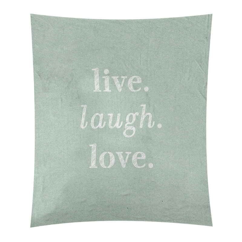 Tapisserie en polyester de rires d’amour en temps réel en polyester, H 60 po x l 51 po, Vert / blanc