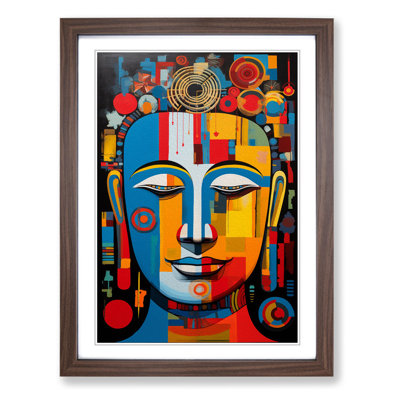 Buddha Constructivism No.2 - Framed Print, Walnut Framed, 34cm H x 25cm W x 2cm D