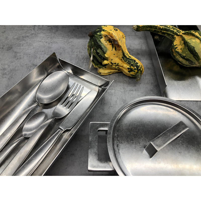 Casserole profonde avec couvercle en acier inoxydable étain Attiva, 6,5 pte
