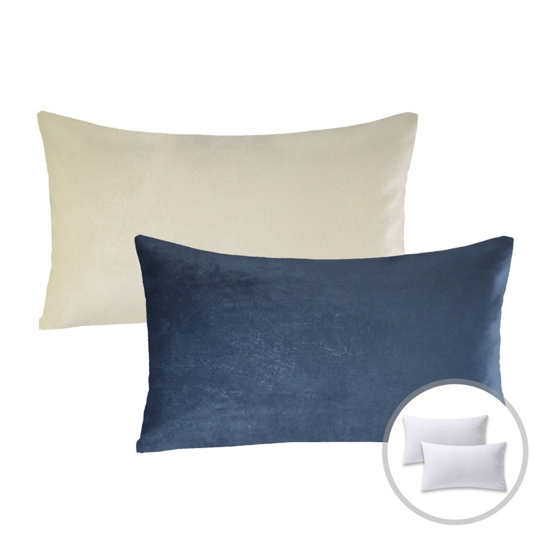 Reversible Throw Pillow, Dark Blue/Off White, 12"H x 20" W 