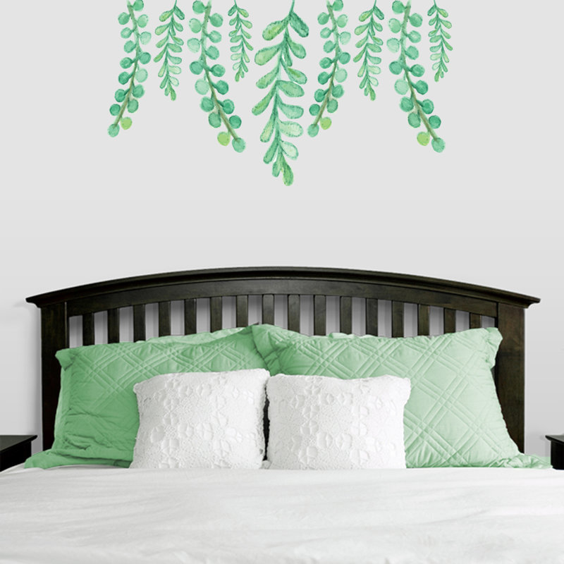 Handmade Modern Plants & Flowers Wall Decor on Vinyl, 26" H x 48" W