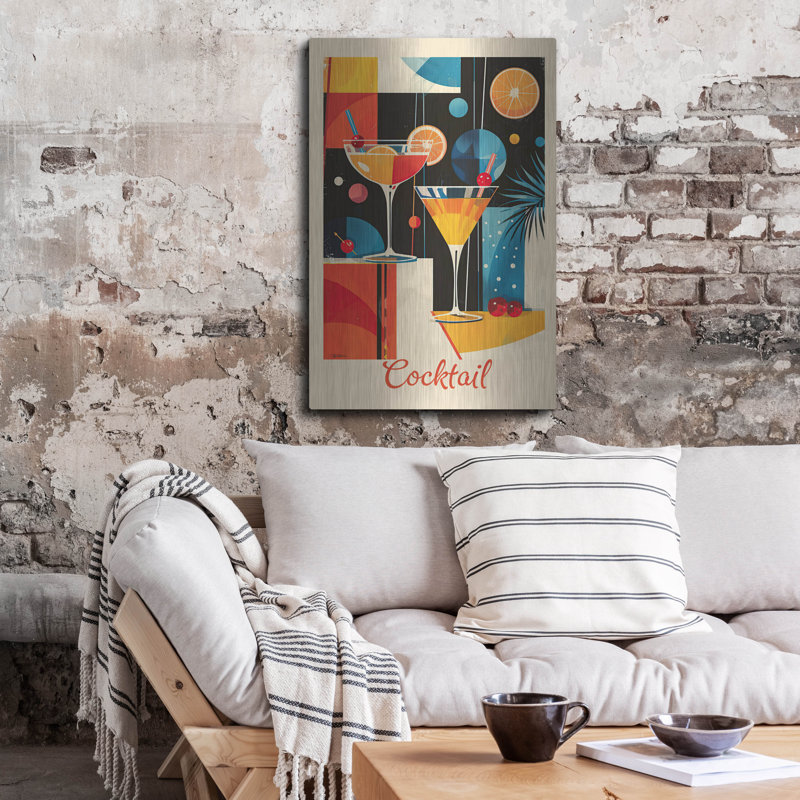  «Vintage Abstract Cocktail Affiche 1» par Momart, art mural en métal, 24 po x 36 po, H 36 po x l 24 po