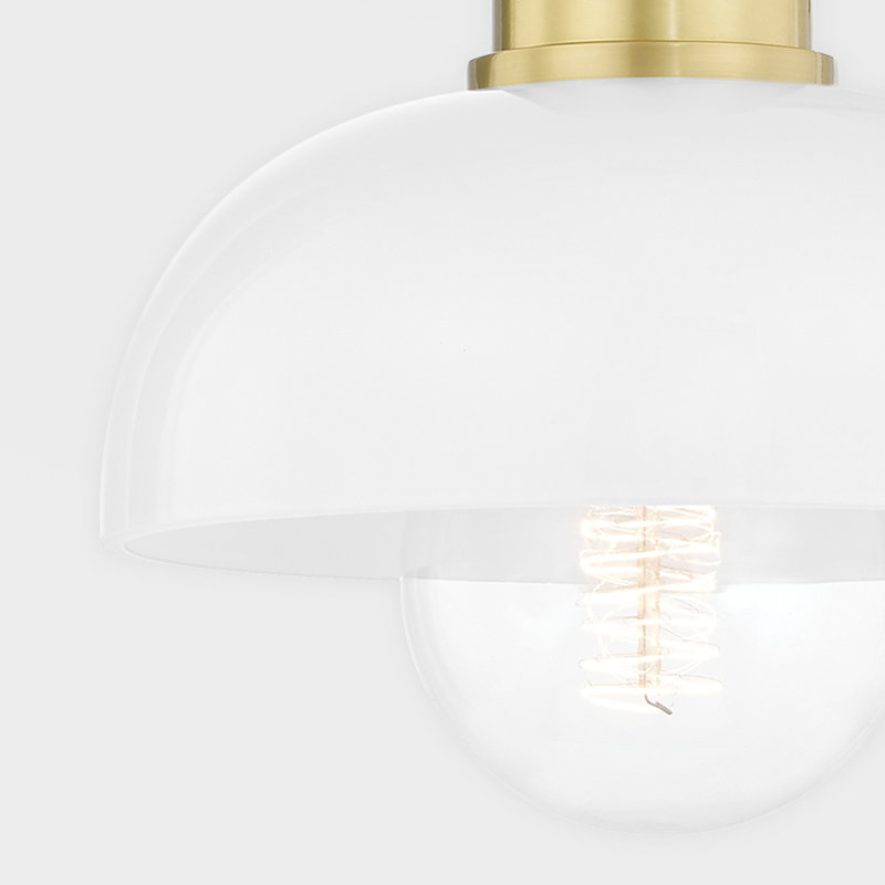 Meuble-lavabo 3 lumières Renfield - Verre brillant opale, Laiton vieilli, 2