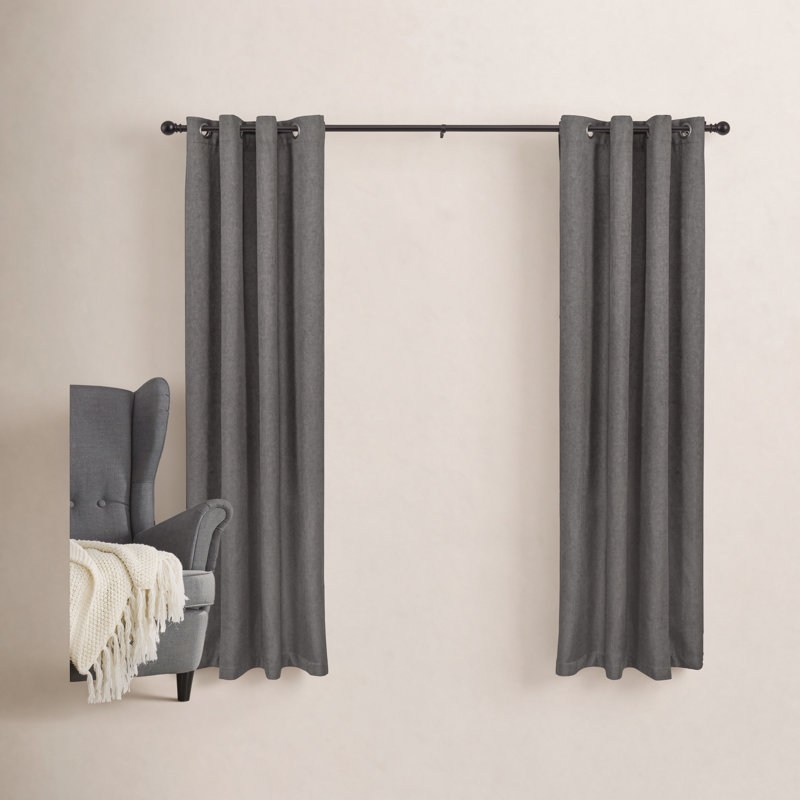 Kielle Layla 1" Single Curtain Rod, Black