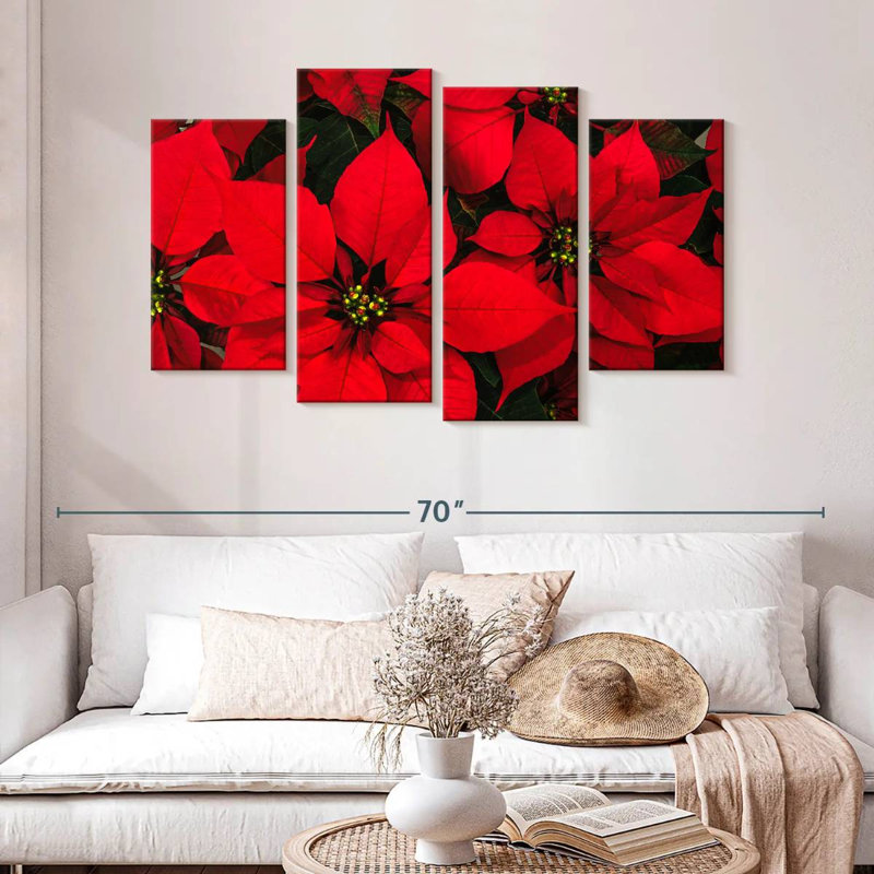Harnek cramoisi poinsettia, H 32 po x l 52 po
