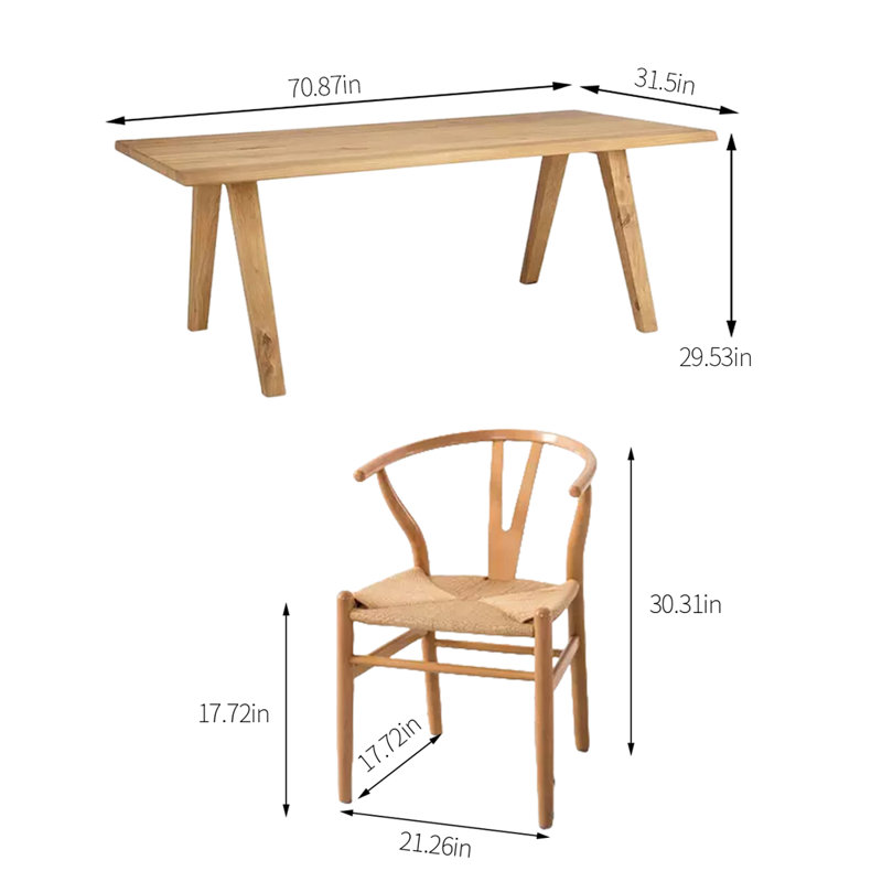 Rectangular Dining Set, H 29,53 po x L 70,87 po x l 31,5 po