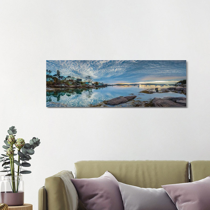 Usa, Maine, Stonington, Stonington Harbor, Dawn by Panoramic Images - Wrapped Canvas Panoramic Print