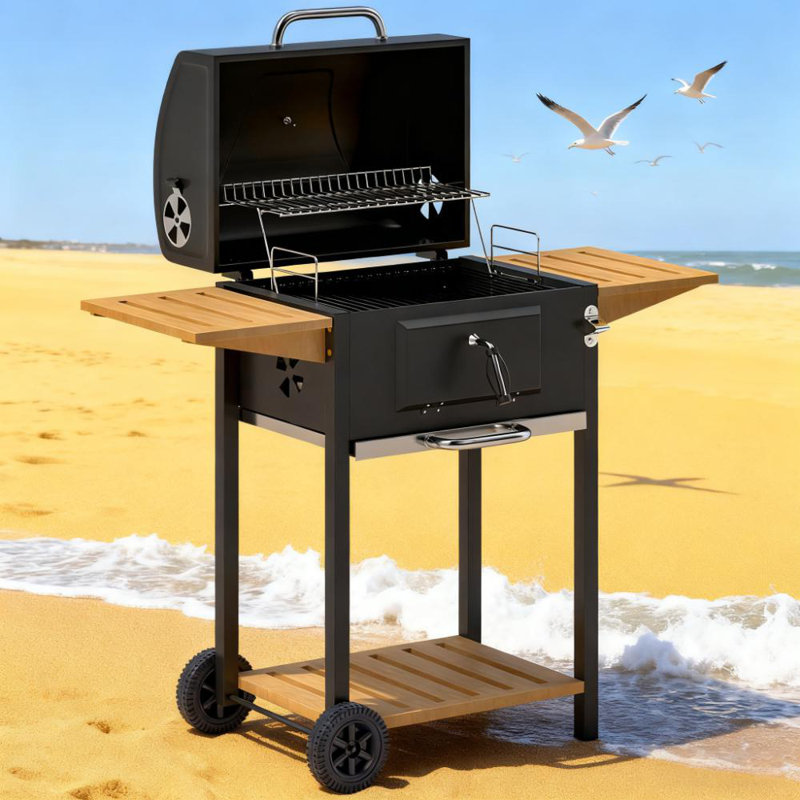 Barbecue portatif noir au charbon de bois