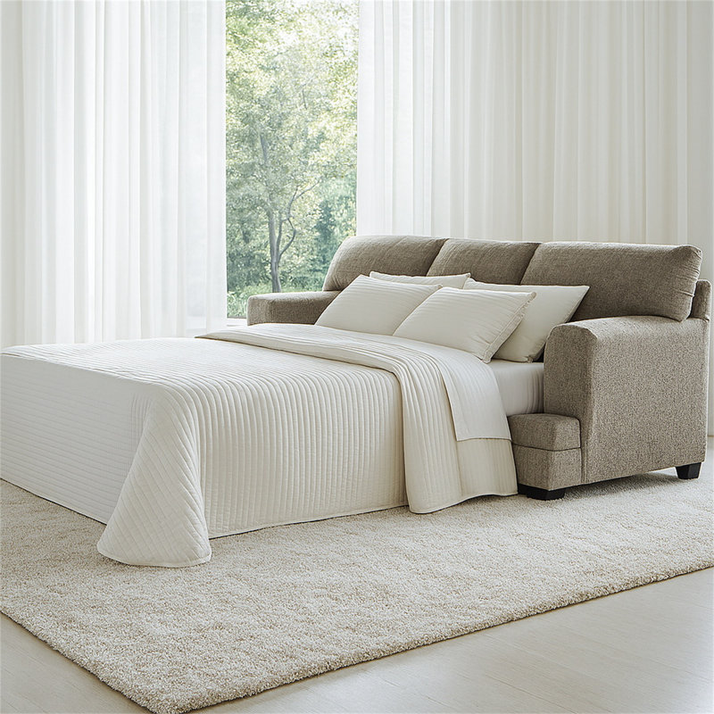 Gwendolynne 92'' Upholstered Sleeper Sofa, Beige 100% Polyester