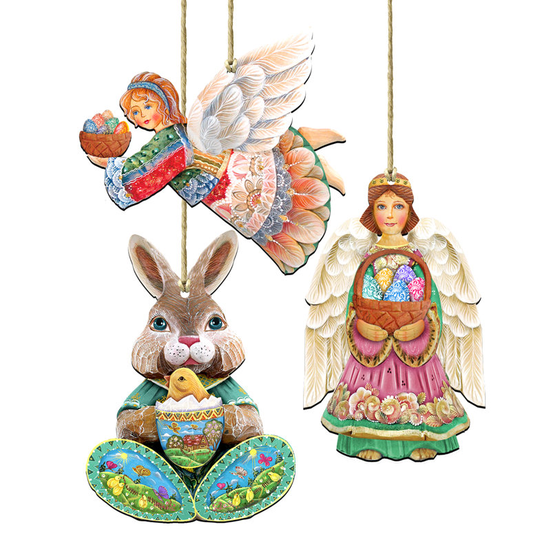 Ensemble 3 pièces de fêtes de pâques en famille de lapins de pâques