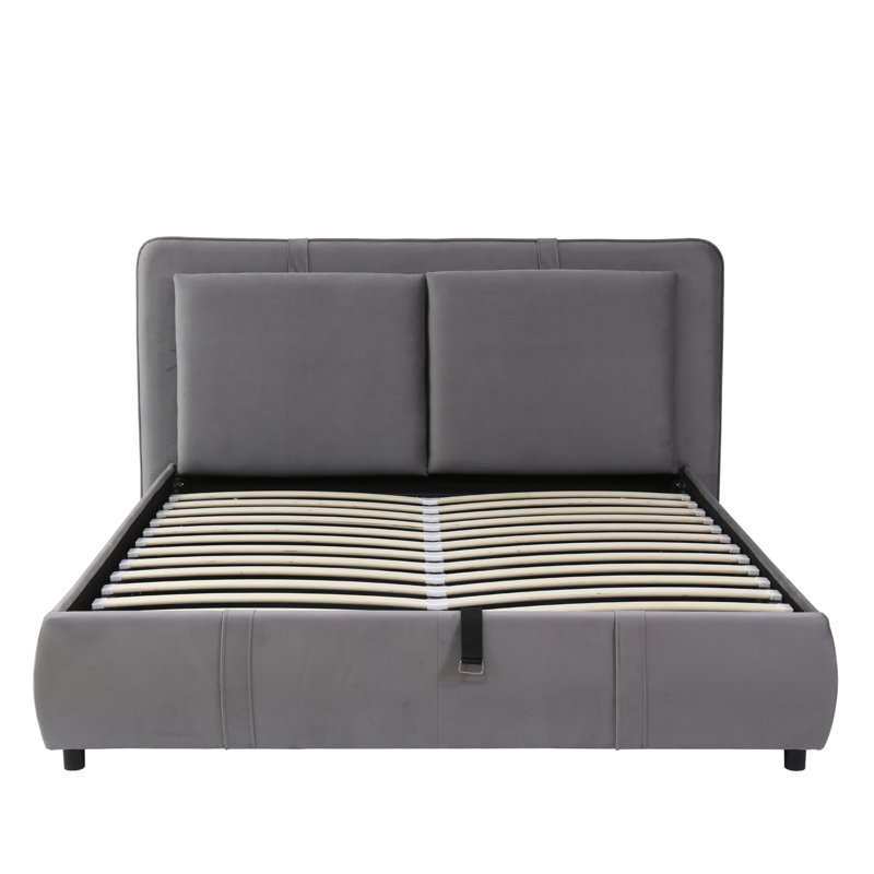Upholstered Ottoman Storage Bed, Double (4'6), Grey