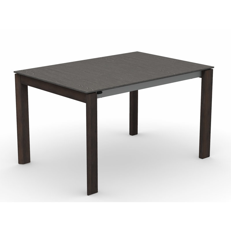 Eminence Extendable Solid Wood Dining Table, Matte Optic White, 35.5" W x 51.25" L, Beton Gray Melamine