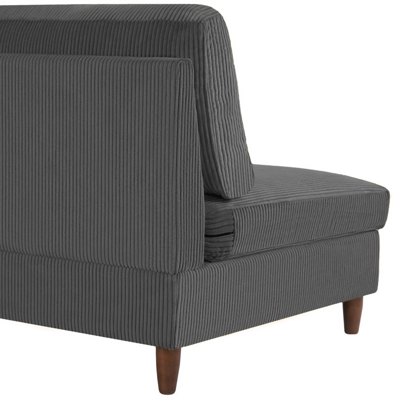 Seemab 102.1Cm Wide Slipper Chair, Grey Corduroy
