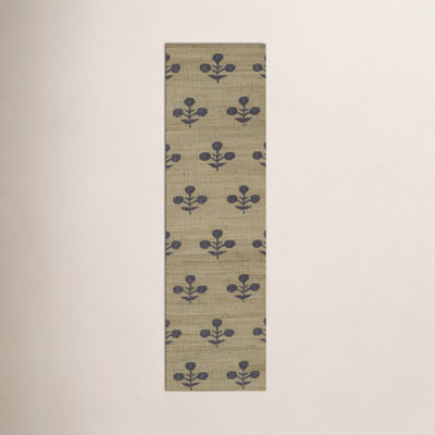Orchard Blue Hand-Woven Block Print Jute Rug