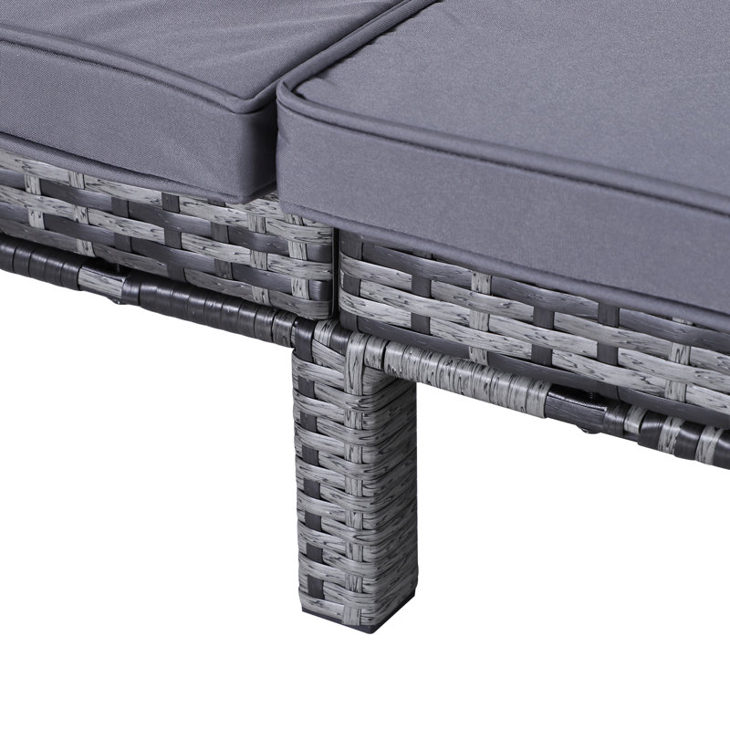 Gennett Long Reclining Double Chaise with Cushions, Grey