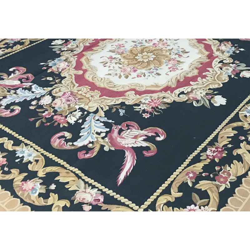 Hand-Knotted High-Quality Black and Gold Area Rug