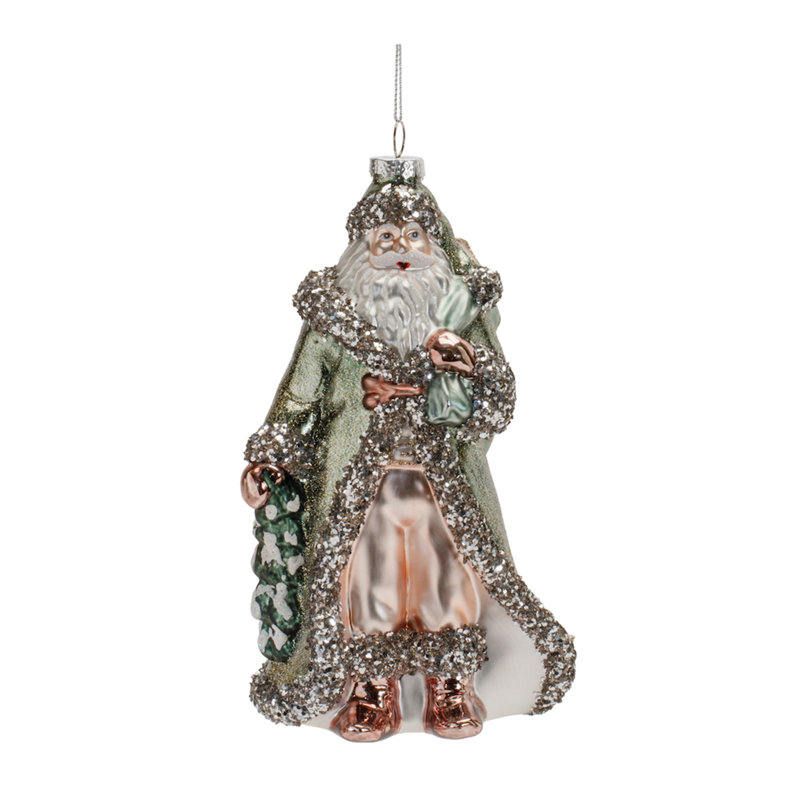 Ornement de Noël en verre vert scintillant (ensemble de 6)