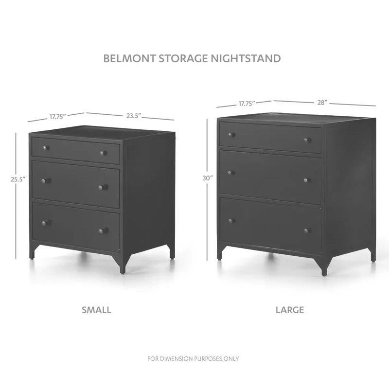 Belmont 3 - Drawer Nightstand in Black
