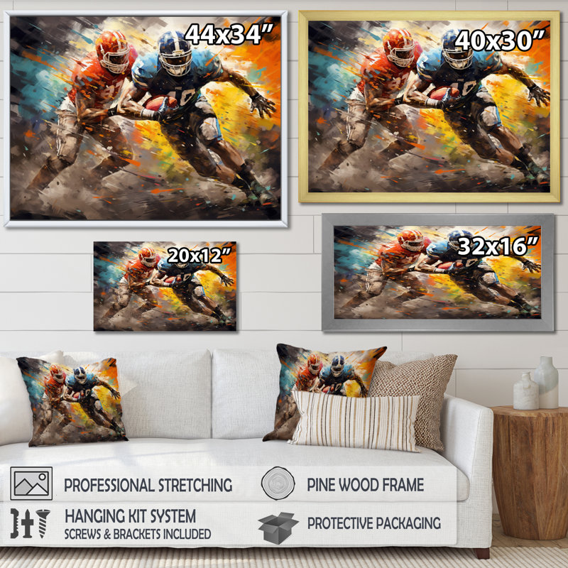 Football The Winning II - Sports Wall Decor, H 12 po x l 20 po x P 1 po, Toile tendue
