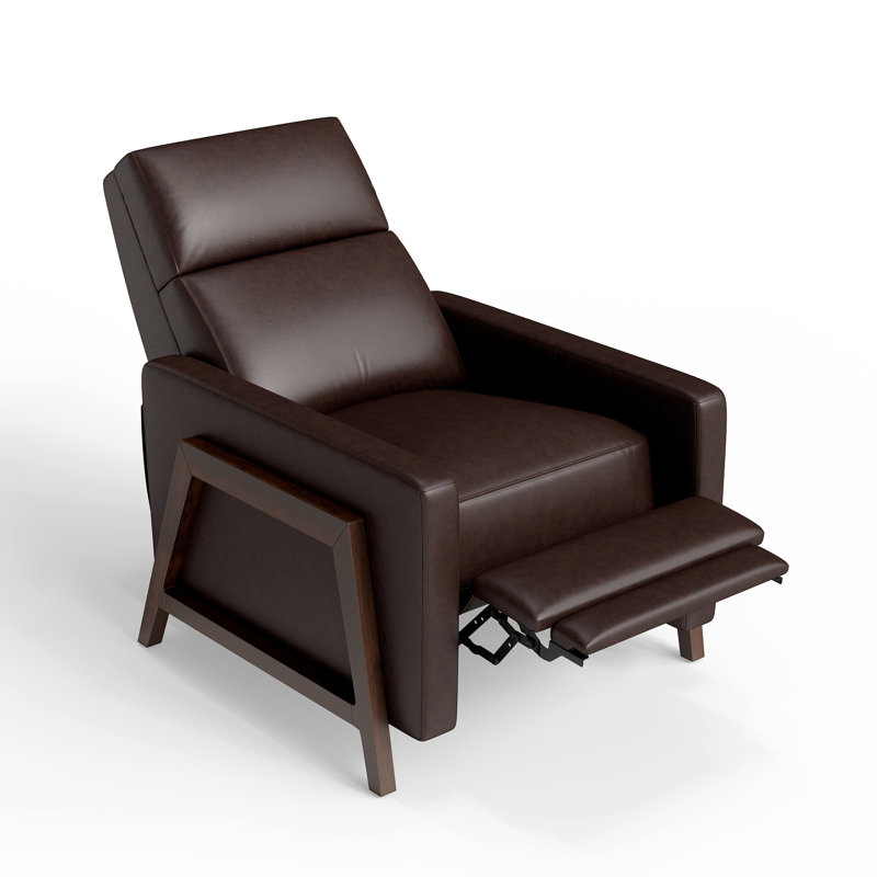 Fauteuil inclinable traditionnel en bois massif Edwin, Marron foncé