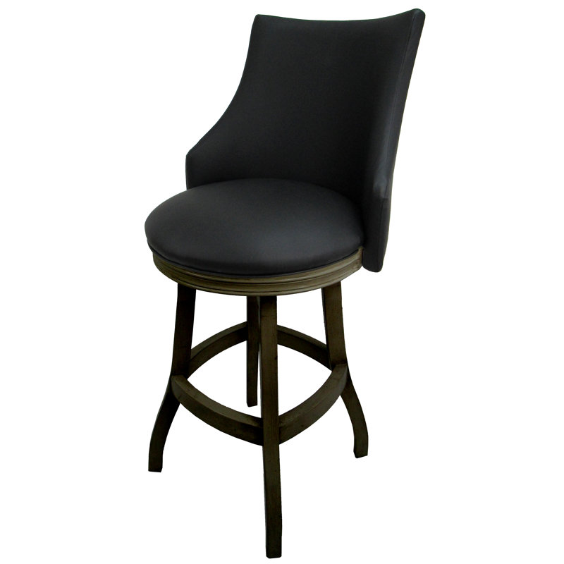 Tabouret pivotant en bois Ridfortore, Noir, Noir, Tabouret de bar (assise de 30 po de hauteur)