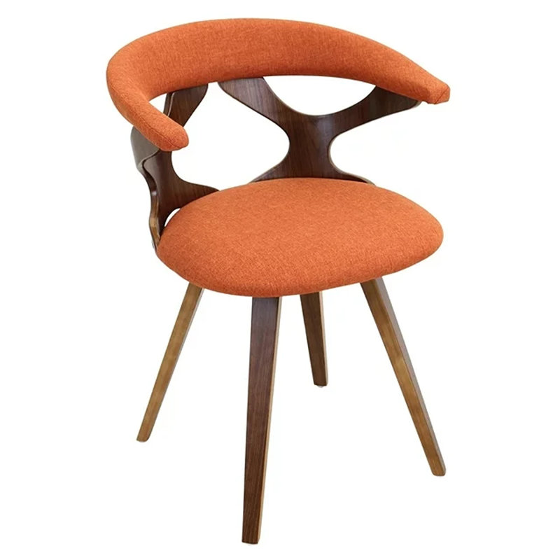 Laquietta Wingback Side Chair, Orange Polyester, Walnut