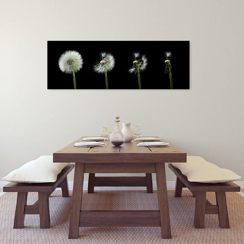 Pissenlit, graines, voyage, délicat, minimaliste éthéré, fleur de pissenlit, art mural, H 16 po x l 48 po
