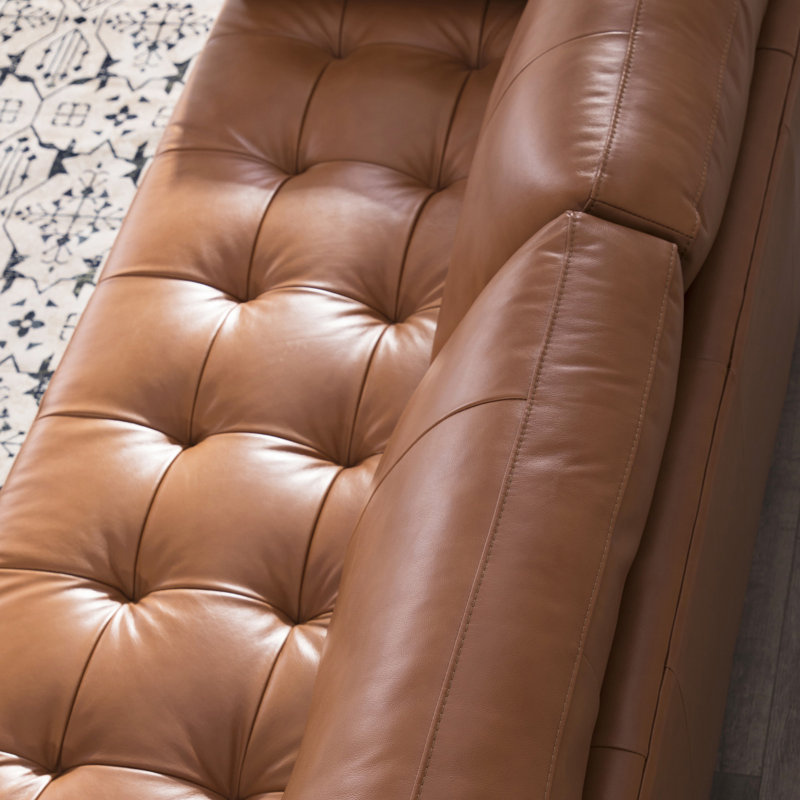 Mid-Century Tufted Leather Sofa