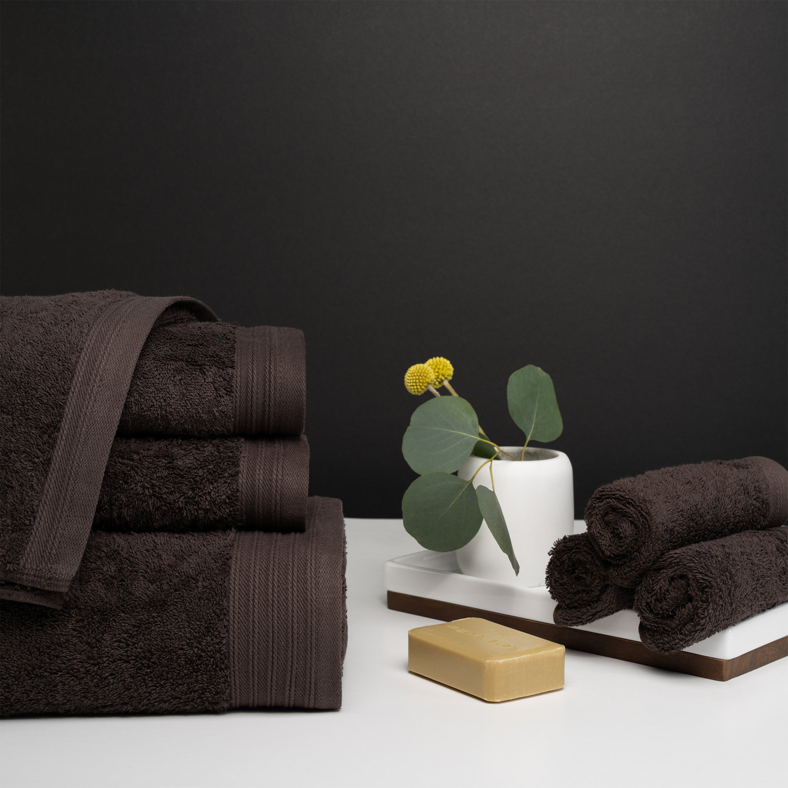 Doncia 8-Piece Cotton Towel Set, Chocolate
