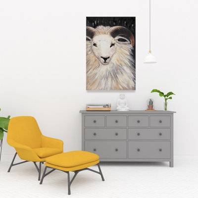 Bushy Ram - Brown Contemporary Canvas for Home Decor