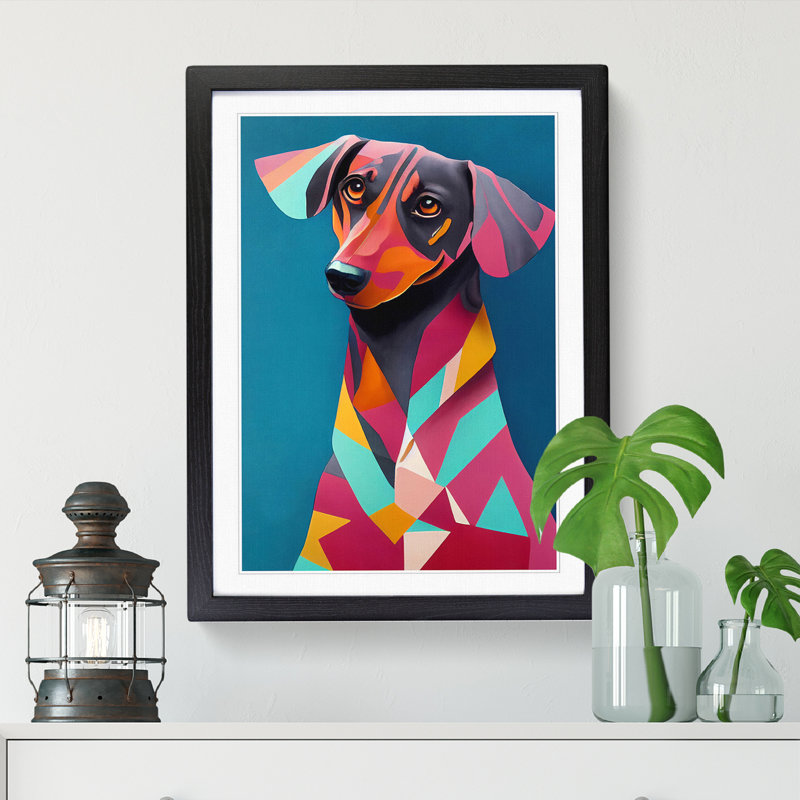 Hildale Dachshund In Colour Vol.1 - Picture Frame Print, 64cm H x 46cm W x 2cm D, Walnut
