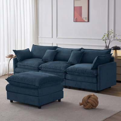 Canapé modulaire de 105 po en tissu de chenille rembourré de 105 po avec canapé à 3 places et repose-pieds