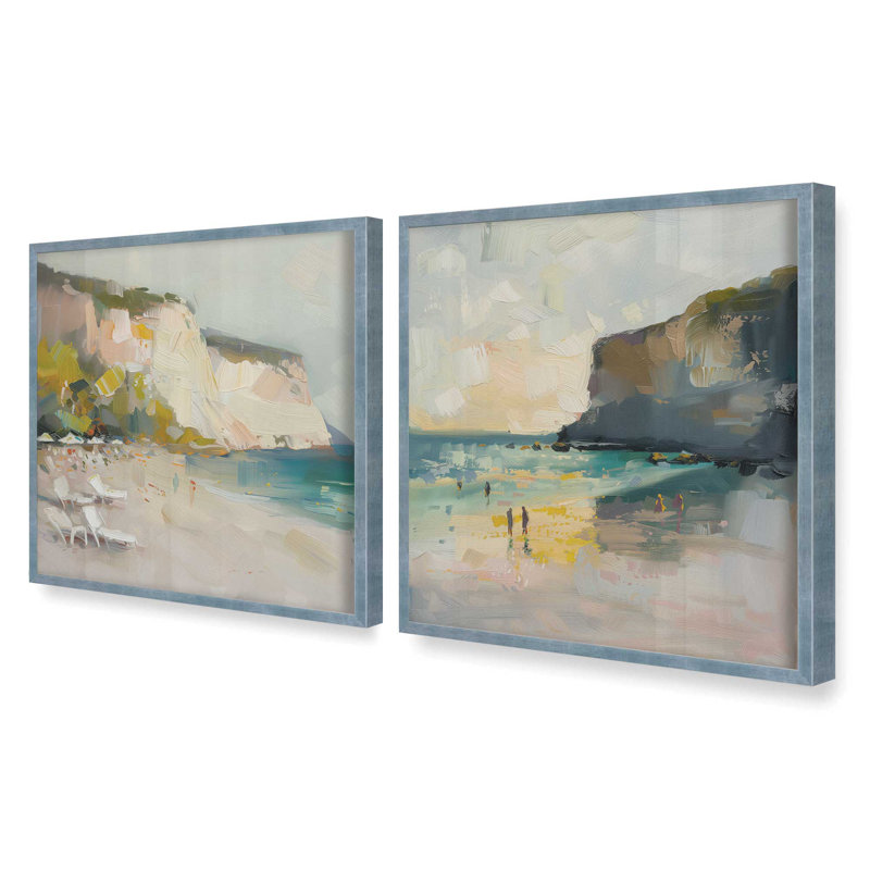 Ensemble de 2 pièces de sonate marine encadrée sur papier par Azure Artisanal Studio, Ciel électrique