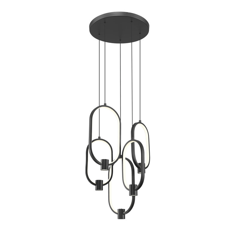 Saros Matte Black 5 Light Chandelier