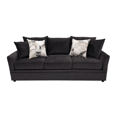 Ivie Modern Sofa, 4 Accent Pillows, Dark Mink Gray Polyester, 81 Inch