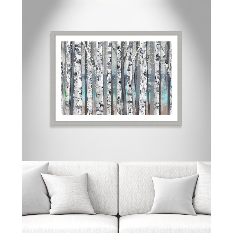 Addieville Birch Trees Gray' Framed Print