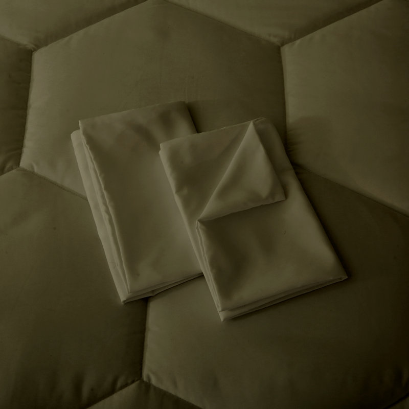 Ensemble d'édredon surdimensionné en microfibre Better Style Home, Édredon pour grand lit + 2 taies décoratives, Vert